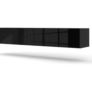TV-meubel wandmontage 2 deuren 180 cm Bali Zwart Hoogglans