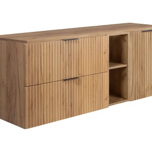Badkamerset: kast met laden, kast met deuren en plank 57×46×140 cm, kleur: Craft Eik, zwarte handgreep Badkamerset: kast met laden, kast met deuren en plank 57×46×140 cm, kleur: Craft Eik, zwarte handgreep