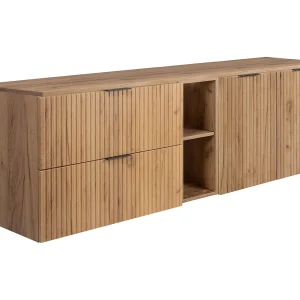 Badkamerset: kast met laden, kast met deuren en plank 57×46×180 cm, kleur: Craft Eik, zwarte handgreep Badkamerset: kast met laden, kast met deuren en plank 57×46×180 cm, kleur: Craft Eik, zwarte handgreep