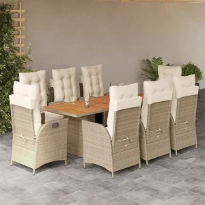 Anselm 9-delige Tuinset met kussens poly rattan beige Anselm 9-delige Tuinset met kussens poly rattan beige