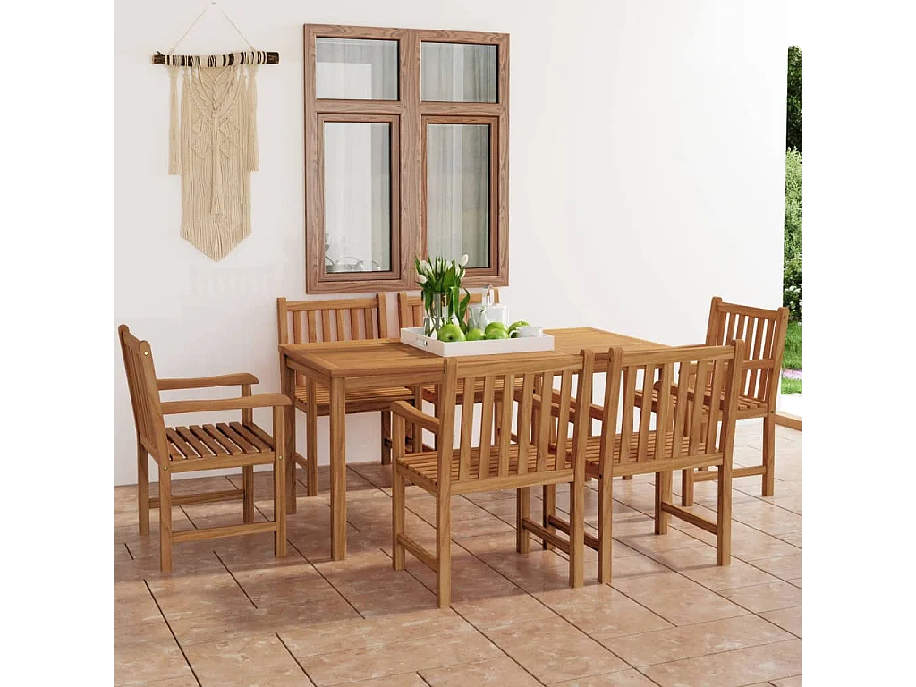Acqui Terme 7-delige tuinset 160x80 cm massief teakhout