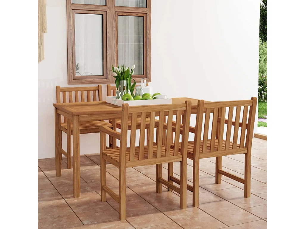 Acqui Terme 5-delige tuinset 160x80 cm massief teakhout
