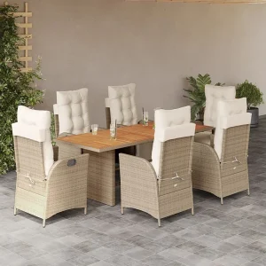 Anselm 7-delige Tuinset met kussens poly rattan beige Anselm 7-delige Tuinset met kussens poly rattan beige