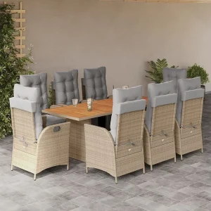Anselm 9-delige Tuinset met kussens poly rattan gemengd beige Anselm 9-delige Tuinset met kussens poly rattan gemengd beige