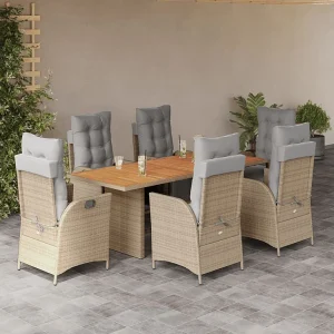 Anselm 7-delige Tuinset met kussens poly rattan gemengd beige Anselm 7-delige Tuinset met kussens poly rattan gemengd beige
