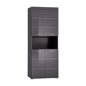 Kelia glanzend grijze 2-deurs badkamerzuil 73 cm