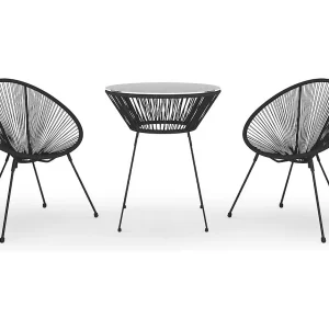 Alba 3-delige Tuinset PVC-rattan zwart Alba 3-delige Tuinset PVC-rattan zwart