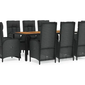 Afragola 9-delige Tuinset poly rattan zwart Afragola 9-delige Tuinset poly rattan zwart
