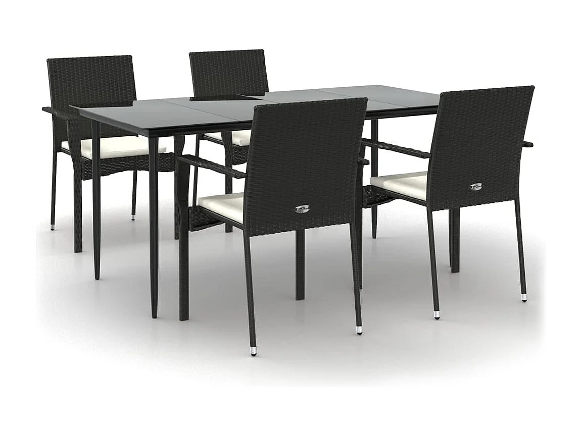 Albert 5-delige Tuinset met kussens poly rattan zwart