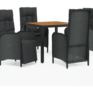 Afragola  5-delige Tuinset met kussens poly rattan zwart