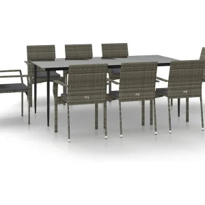 Albert 9-delige Tuinset met kussens poly rattan zwart en grijs Albert 9-delige Tuinset met kussens poly rattan zwart en grijs