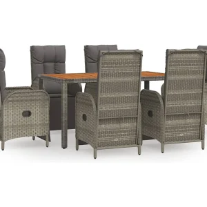 Addison 7-delige Tuinset met kussens poly rattan grijs Addison 7-delige Tuinset met kussens poly rattan grijs