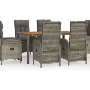 Addison 7-delige Tuinset met kussens poly rattan grijs Addison 7-delige Tuinset met kussens poly rattan grijs