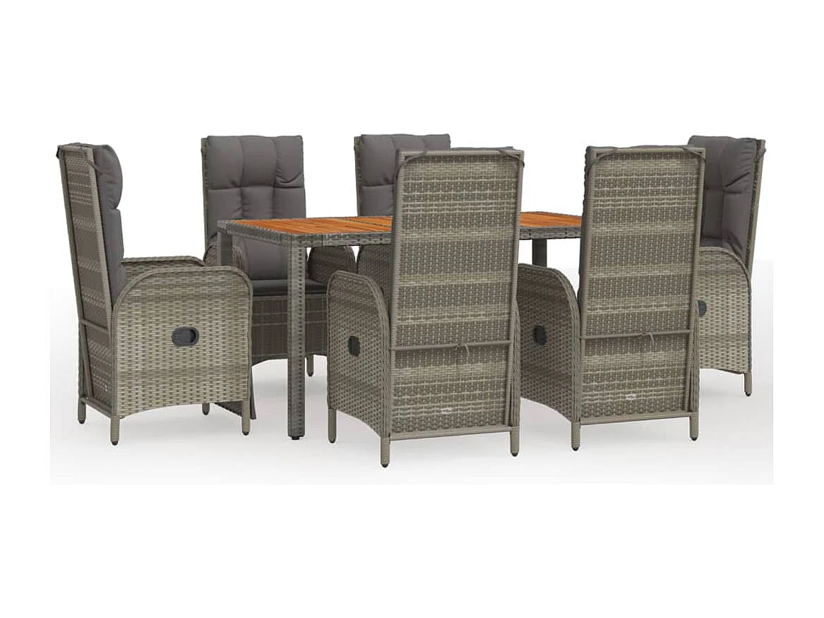 Addison 7-delige Tuinset met kussens poly rattan grijs