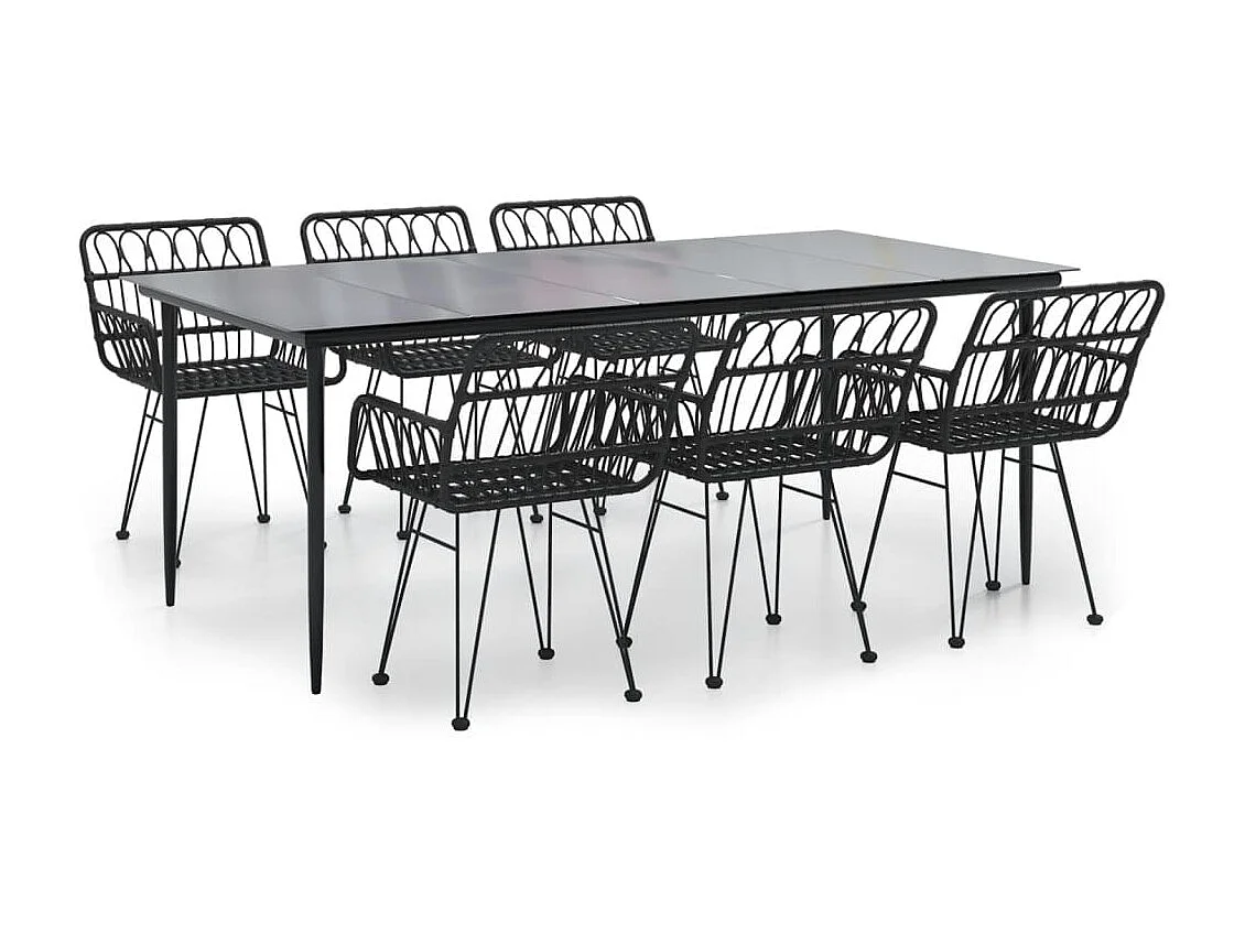 Arkadelphia 7-delige Tuinset poly rattan zwart