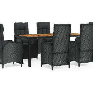 Afragola 7-delige Tuinset met kussens poly rattan zwart Afragola 7-delige Tuinset met kussens poly rattan zwart