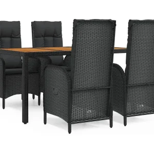 Afragola  5-delige Tuinset met kussens poly rattan zwart