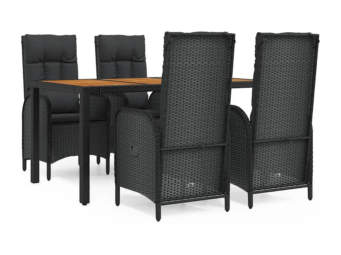 Afragola 5-delige Tuinset met kussens poly rattan zwart