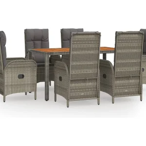 Addison 7-delige Tuinset met kussens poly rattan grijs Addison 7-delige Tuinset met kussens poly rattan grijs