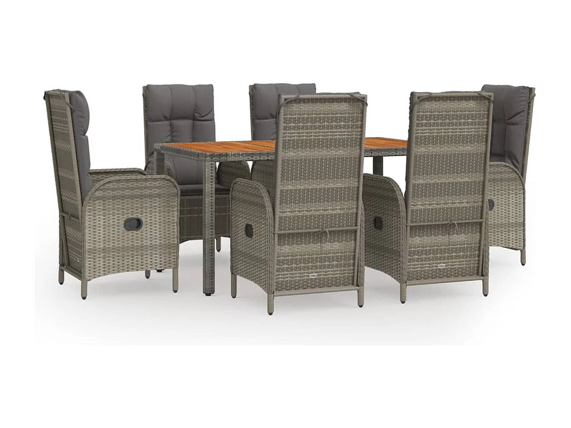 Addison 7-delige Tuinset met kussens poly rattan grijs