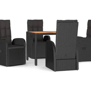 Arvild 5-delige Tuinset met kussens poly rattan zwart Arvild 5-delige Tuinset met kussens poly rattan zwart