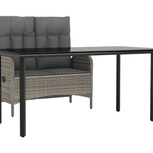 Atlin  2-delige Tuinset met kussens poly rattan grijs
