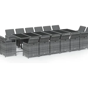 Andaril  17-delige Tuinset met kussens poly rattan grijs