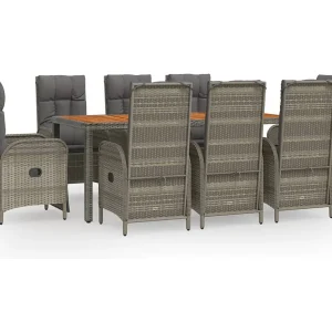 Addison 9-delige Tuinset met kussens poly rattan grijs Addison 9-delige Tuinset met kussens poly rattan grijs