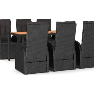Arvild 7-delige Tuinset met kussens poly rattan zwart Arvild 7-delige Tuinset met kussens poly rattan zwart
