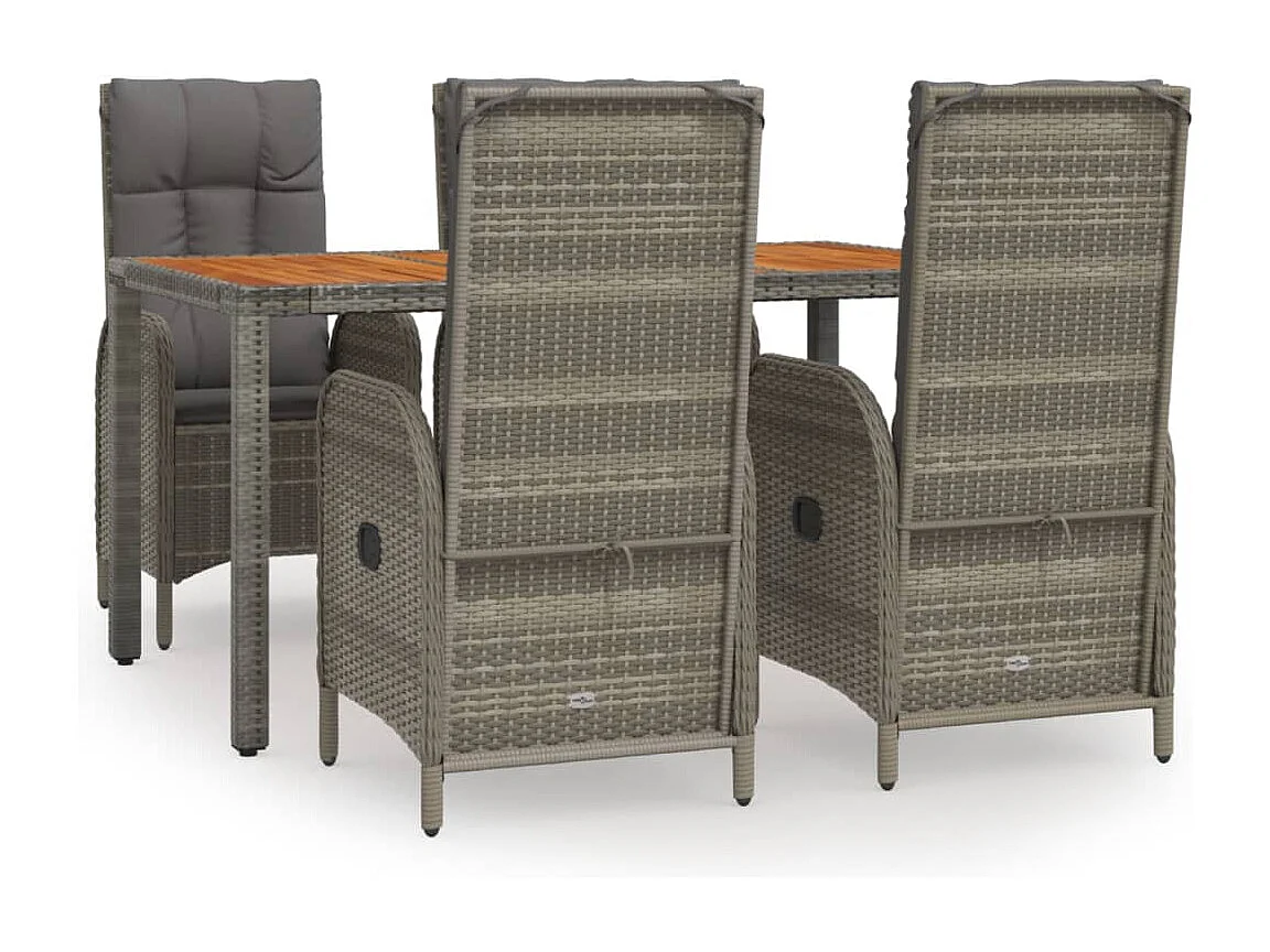Addison 5-delige Tuinset met kussens poly rattan grijs