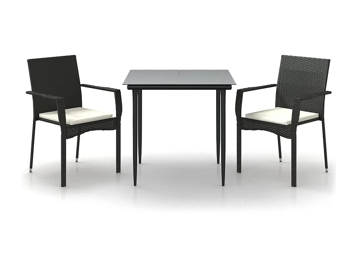 Albert 3-delige Tuinset met kussens poly rattan zwart
