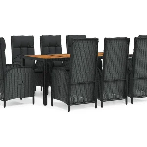 Afragola 9-delige Tuinset poly rattan zwart Afragola 9-delige Tuinset poly rattan zwart