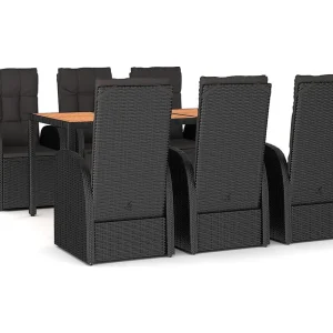 Arvild 7-delige Tuinset met kussens poly rattan zwart Arvild 7-delige Tuinset met kussens poly rattan zwart