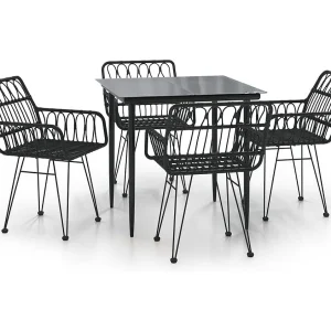 Arkadelphia 5-delige Tuinset poly rattan zwart Arkadelphia 5-delige Tuinset poly rattan zwart