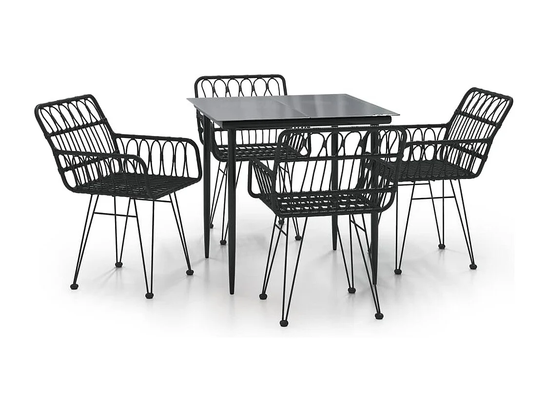 Arkadelphia 5-delige Tuinset poly rattan zwart