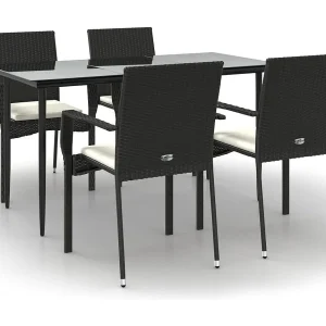 Albert 5-delige Tuinset met kussens poly rattan zwart Albert 5-delige Tuinset met kussens poly rattan zwart