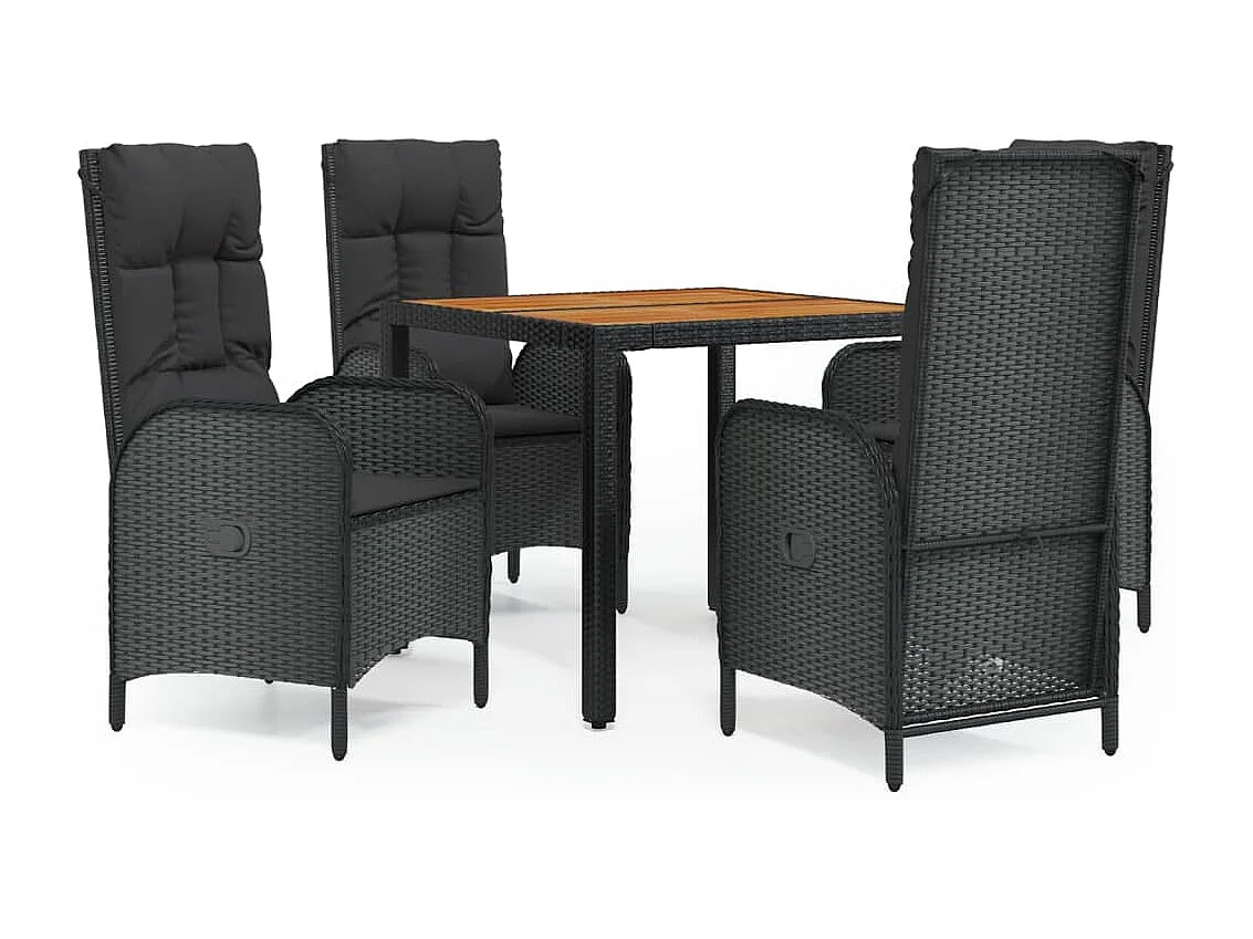 Afragola 5-delige Tuinset met kussens poly rattan zwart