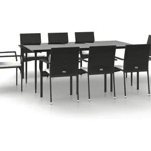Albert 9-delige Tuinset poly rattan zwart Albert 9-delige Tuinset poly rattan zwart