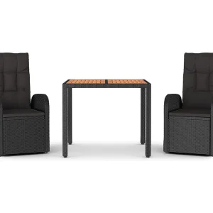 Arvild 3-delige Tuinset met kussens poly rattan zwart Arvild 3-delige Tuinset met kussens poly rattan zwart