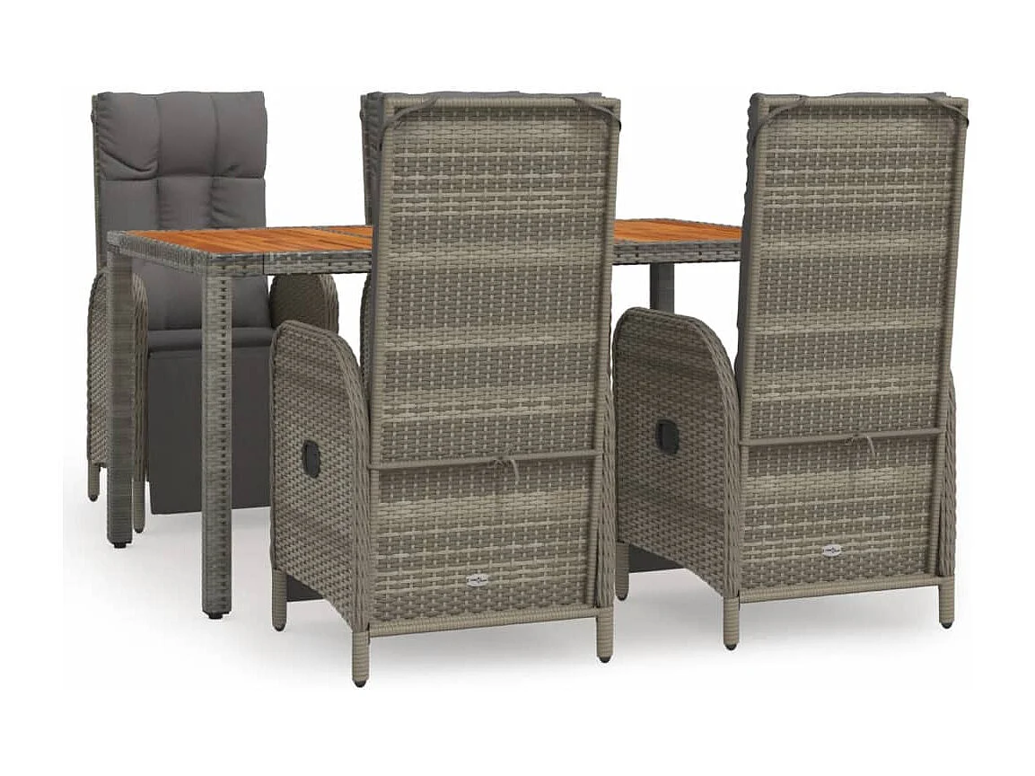 Addison 5-delige Tuinset met kussens poly rattan grijs
