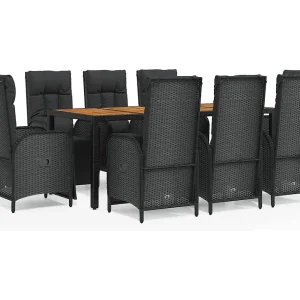 Afragola 9-delige Tuinset poly rattan zwart Afragola 9-delige Tuinset poly rattan zwart