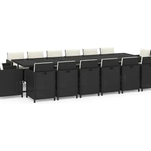 Andaril  17-delige Tuinset met kussens poly rattan zwart