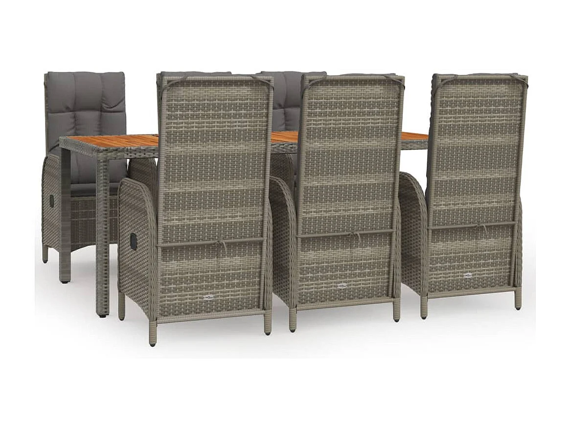Addison 7-delige Tuinset met kussens poly rattan grijs