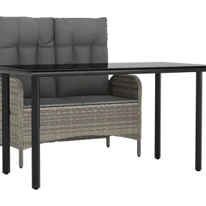 Atlin 2-delige Tuinset met kussens poly rattan grijs Atlin 2-delige Tuinset met kussens poly rattan grijs