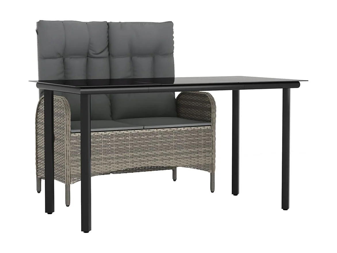 Atlin 2-delige Tuinset met kussens poly rattan grijs
