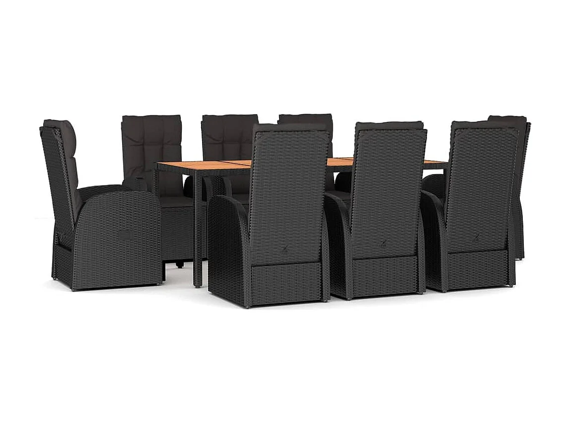 Arvild 9-delige Tuinset poly rattan zwart