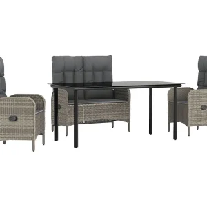 Atlin 4-delige Tuinset met kussens poly rattan grijs Atlin 4-delige Tuinset met kussens poly rattan grijs