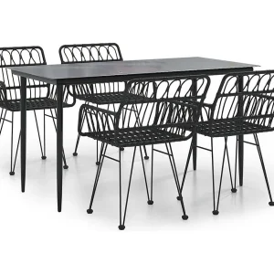 Arkadelphia 5-delige Tuinset poly rattan zwart Arkadelphia 5-delige Tuinset poly rattan zwart