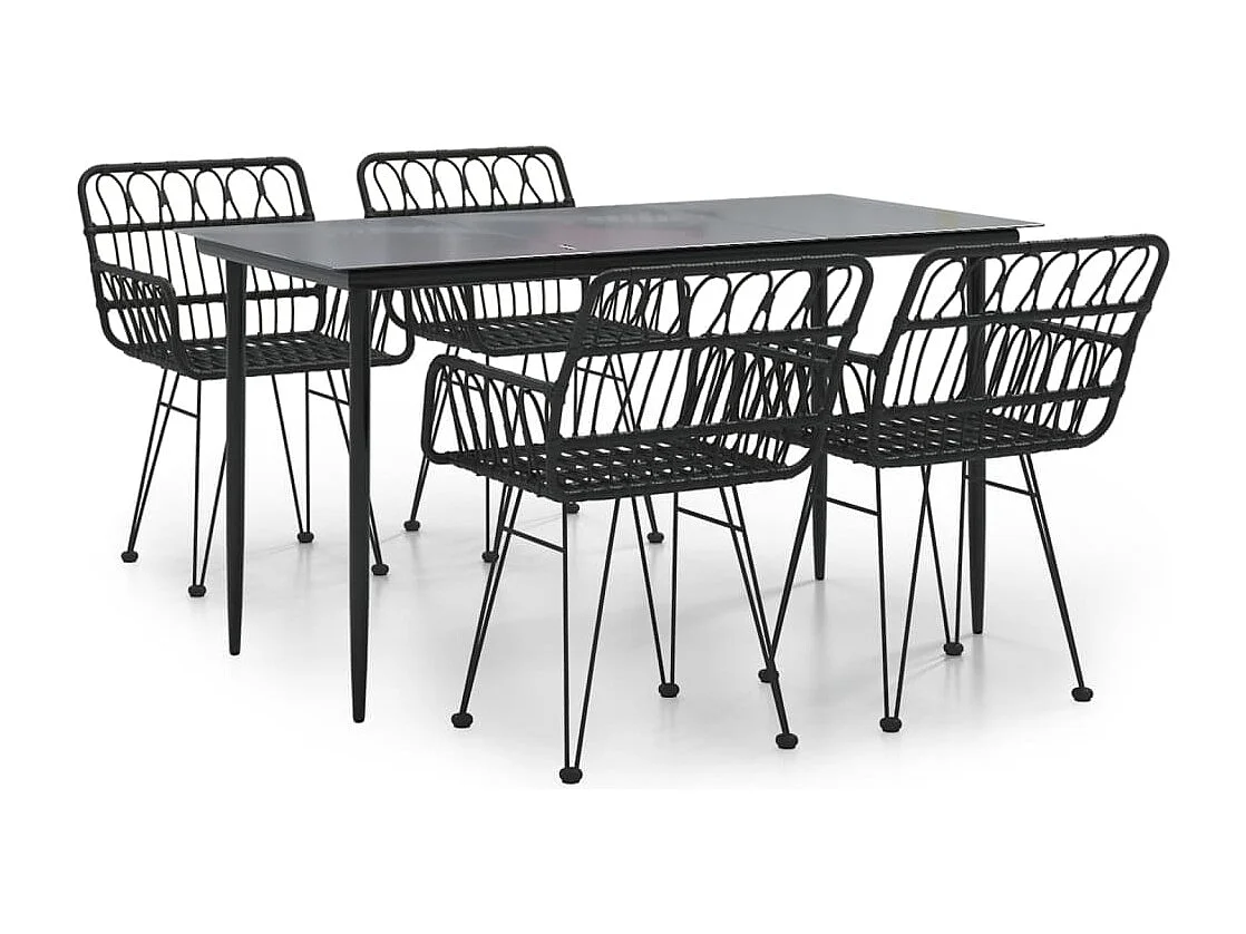 Arkadelphia 5-delige Tuinset poly rattan zwart
