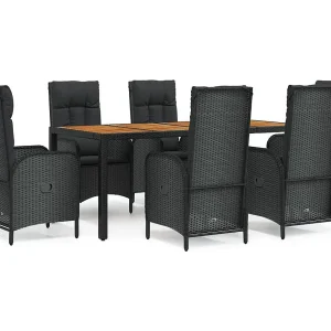 Afragola 7-delige Tuinset met kussens poly rattan zwart Afragola 7-delige Tuinset met kussens poly rattan zwart